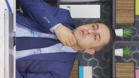 Vertical-video-of-Coughing-businessman-sick.